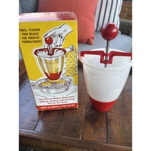 Vintage Popeil Donut Maker 8" Red/White Kitchen Ware Circa 1950